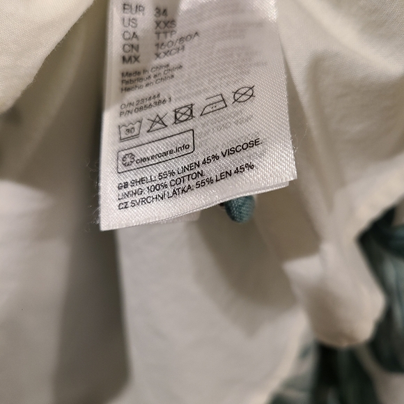 Johanna Ortiz x H&M Linen Blend Green Palm Leaf Dress - Picture 6 of 6